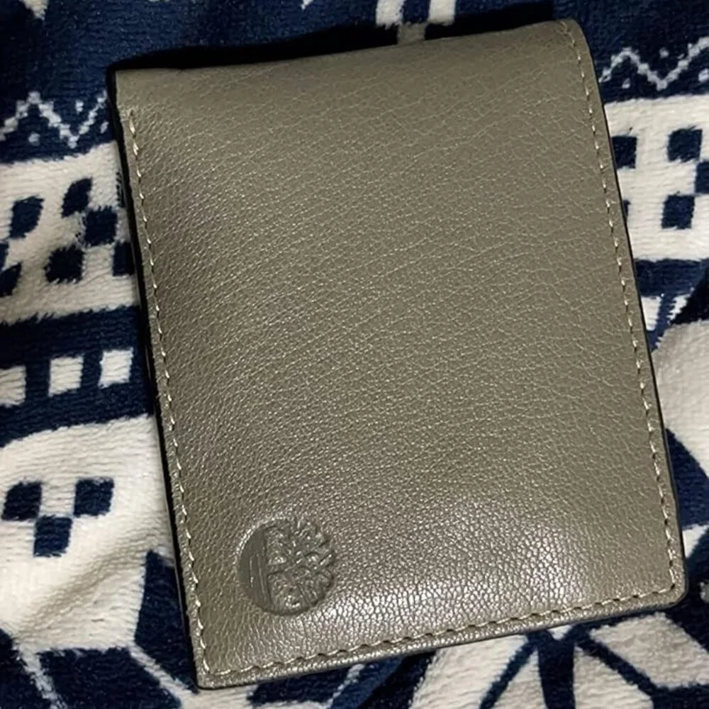 Mens Leather Wallet With Attached Flip Pocket, Grey (Fine Break), One Size